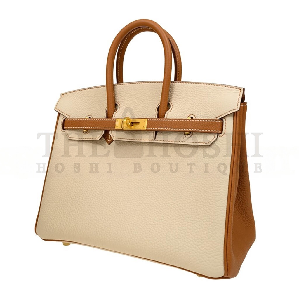 H**me5 BIRKIN 25 CLEMENCE LEATHER MILKSHAKE WHITE SPELLING HORSESHOE PRINTS BK251037TGCZ (25*20*13cm) Master Quality